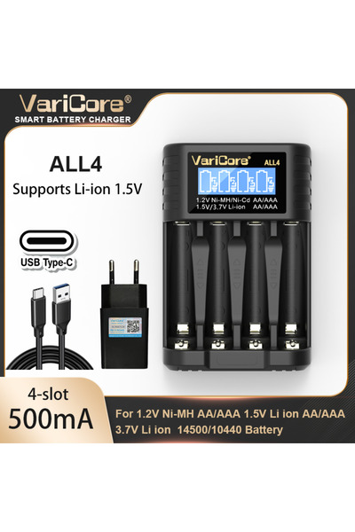 Choice3 ALL4-5V2A-EU VariCore Universal 4 Slot Charger for 1.5V Li-ion / 1.2V...