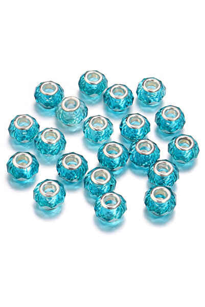 Choice14 Peacock blue 20pcs/Lot Transparent Color Faceted Resin Beads Big Hol...