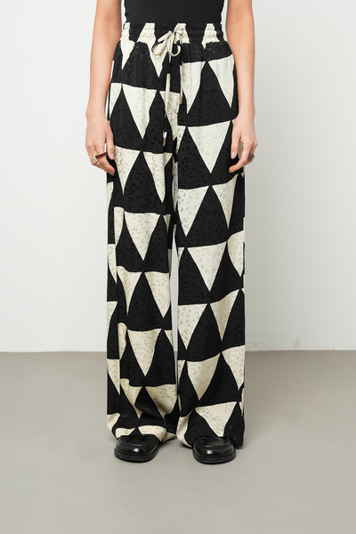 Orfeo Negro Women's Geometric Triangle Patterned Elastic Waist Palazzo Trousers