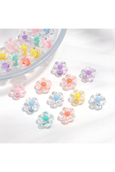 choice2 Flower 100pcs T 100pcs Sunflower Acrylic Beads Matte Transparent Mixe...