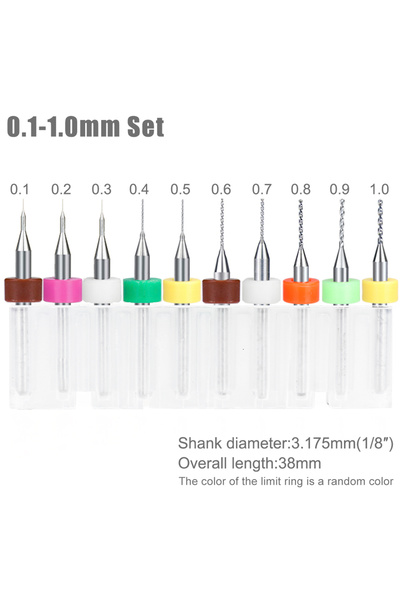 Choice4 10pcs 0.1-1.0mm Set XCAN 0.1mm-2.0mm Import Carbide PCB Drill Bits Pr...