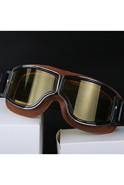 Choice6 نظارات دراجة نارية بنية صفراء مقاوم للرياح، نظارات خوذة دراجة نارية، ...