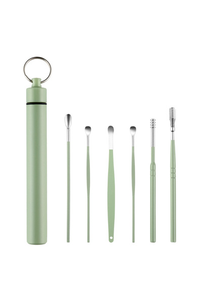 Choice1 طقم تنظيف الأذن الأخضر المكون من 6 قطع في زجاجة جل | طقم إزالة شمع ال...