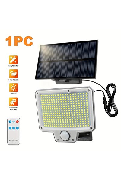 Choice مصباح شمسي 300 LED، قطعة واحدة أو قطعتين، مزود بمستشعر حركة خارجي وجها...
