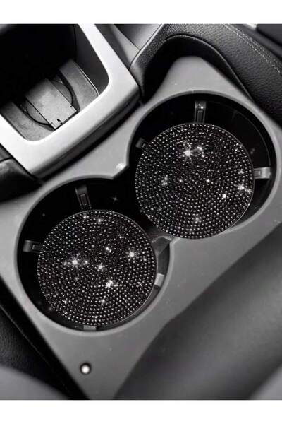 choice2 2pcs black Car coaster with crystal - anti slip, heat-resistant, eleg...