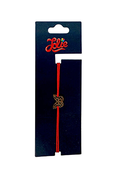 OEM Brățară din inox argintiu cu șnur roșu pentru copii, model Fluture , regl...