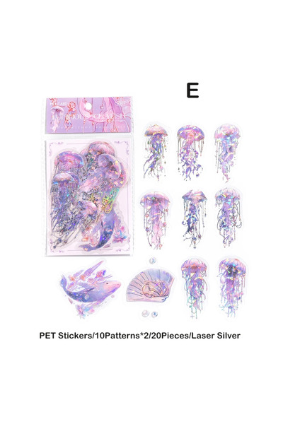Choice4 ملصقات قنديل البحر المتلألئة من إي جورنال، 20 قطعة/عبوة، ليزر فضي، كو...