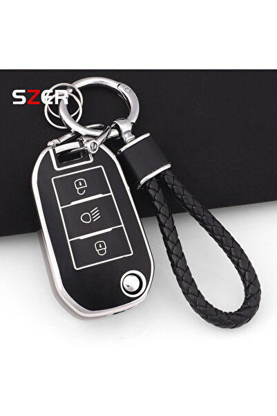 choice2 Black Set TPU Car Flip Key Case Cover Shell Fob For Peugeot 208 3008 ...