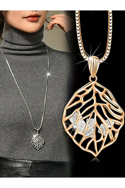 Take Two By Styli Women Gold Leaf Pendant Necklace