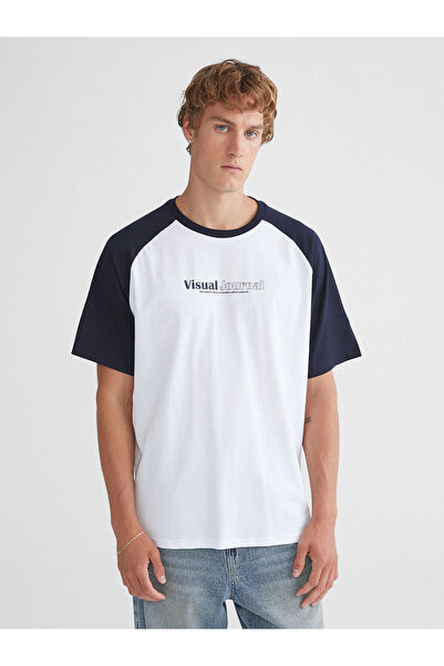 LC Waikiki Nevavm Oval Collar Color Block Combed Cotton Men's T-Shirt with Di...