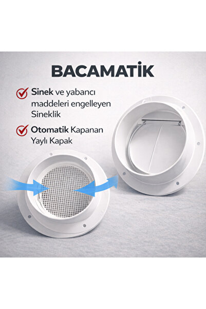 Gama Plastik Bacamatik Davlumbaz Aspiratör Baca Klapesi