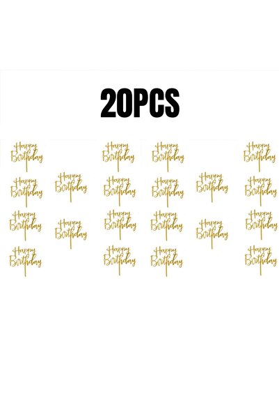 Choice3 Gold 20PCS 10/20Pcs Gold Black Happy Birthday Cake Topper DIY Acrylic...