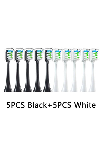 choice2 5White 5Black 10pcs Replacement Brush Heads for SOAS X3 X5 V1 X3U Sof...