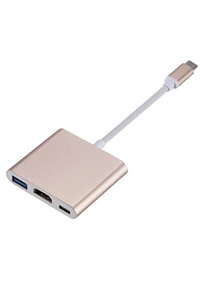 choice2 موسع USB-C ذهبي اللون إلى موزع محول من النوع C متوافق مع HDMI بدقة 4K...