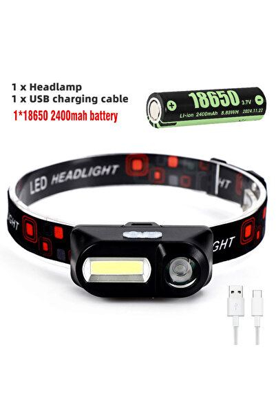 Choice1 مصباح رأس صغير بتقنية COB من هايناست مزود ببطارية 2400 مللي أمبير، يع...