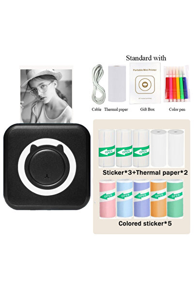 Choice7 طابعة GRAY صغيرة محمولة لصنع الملصقات بدون حبر، طابعة ملصقات صغيرة مج...