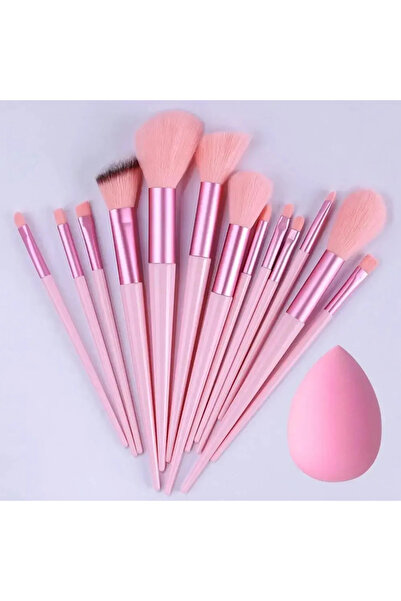 Choice11 مجموعة فرش مكياج بيضاوية وردية اللون مكونة من 13 قطعة، ناعمة ورقيقة،...