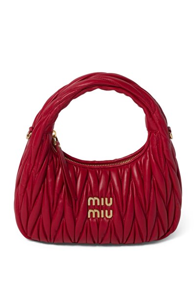 Miu Miu Wander nappa leather hobo Shoulder Bag With Crossbody Strap Zip Closure