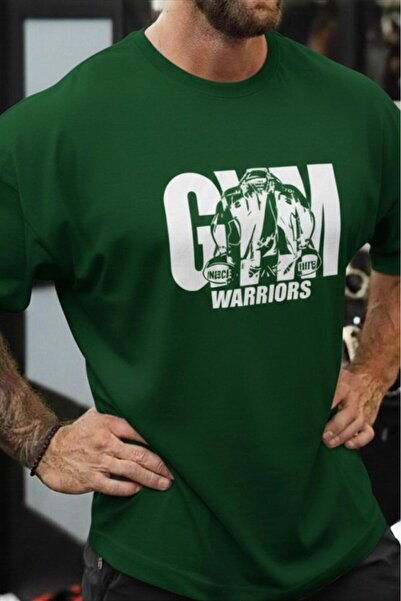 NO 601 Men's Green Gym Warrirors Printed Oversize Fit T-Shirt