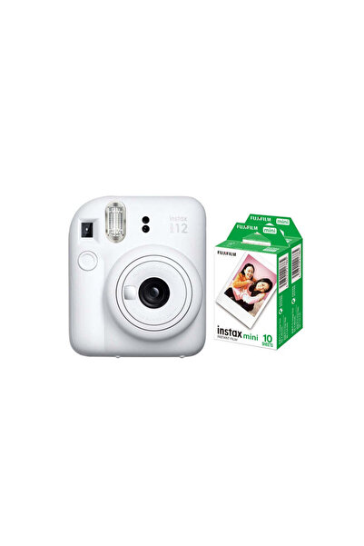 Instax Mini 12 Instant Film Camera Clay White + Pack 20 Film