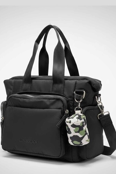 lumberjack Black Women's Shoulder Bag - Multifunctional School and Daily Hand...