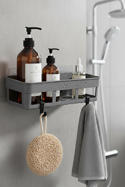 LİRAZON رف زاوية مستطيل لاصق للحمام والمطبخ، منظم للتعليق على الحائط