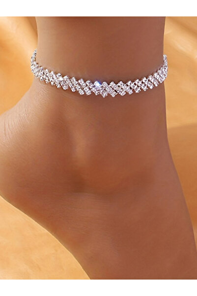Take Two By Styli Women Silver Rhinestone Anklet