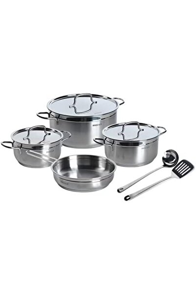 Procila طقم أواني طهي ألفا مكون من 9 قطع، فضي اللون، مصنوع من الفولاذ المقاوم...