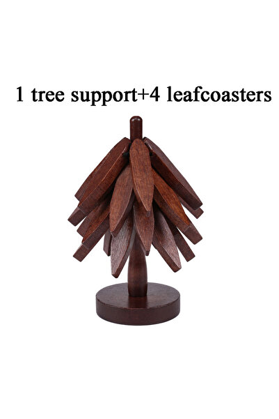 Choice1 L 4pcs-A Tree Shape Wooden Trivet Set 4 Trivets + 1 Stand for Hot Dis...