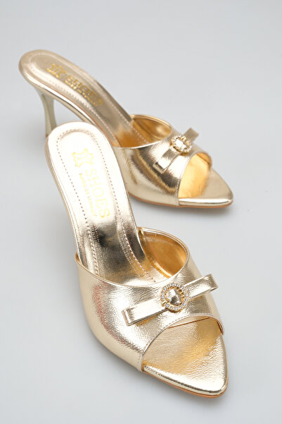 BUNİPARK Parker Women's Thin Heeled Pointed Toe Slippers with Buckle Detail o...