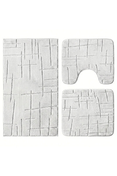 OEM Anti-slip bath mat set, 3 pieces, minimalist notched design