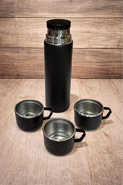 abnturk 1 Lt Şık Tasarım 3 bardaklı 304 kalite Paslanmaz Termos