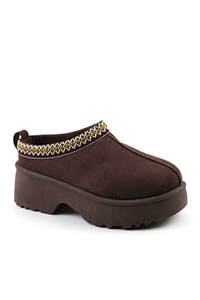 mm Women's fur Slipper , UG type, with platform BK-301-BROWN