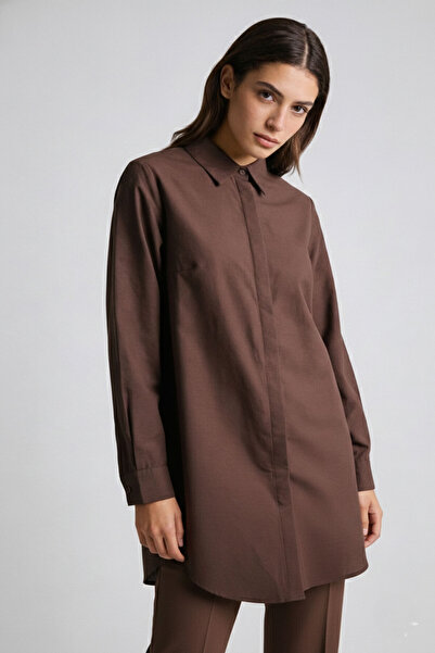 Şiir Elora Comfortable Fit Hidden Button Terikoton Boyfriend Women's Shirt & ...