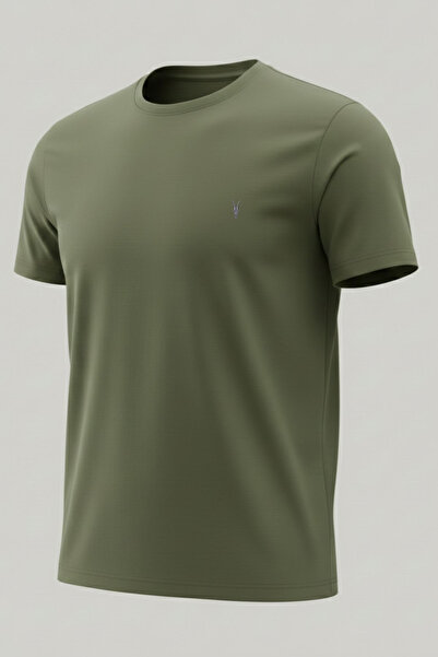 COMBİNE MİCHAİL Tricou casual pentru bărbați, cu gât turnat, Basic Khaki
