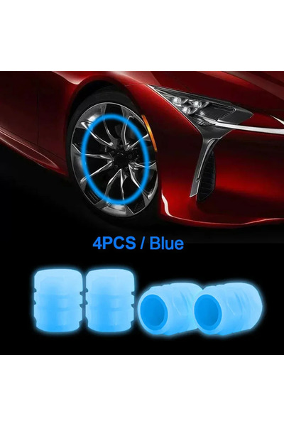 Choice3 4 قطع من أغطية صمامات مضيئة زرقاء اللون، 4 قطع من أغطية صمامات فلورية...