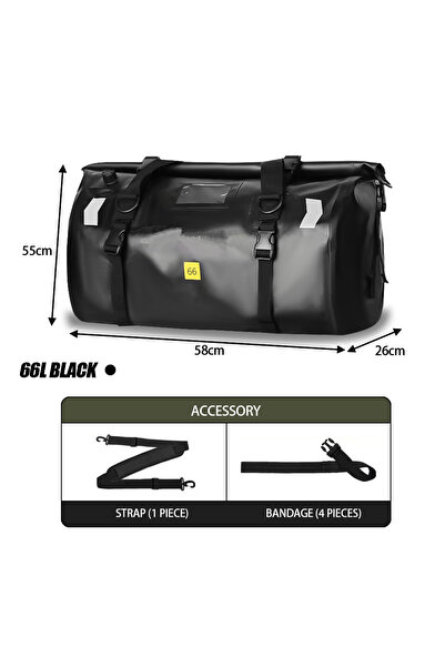 Choice10 حقيبة خلفية سوداء مقاومة للماء للدراجات النارية، سعة 66 لترًا، بدون ...