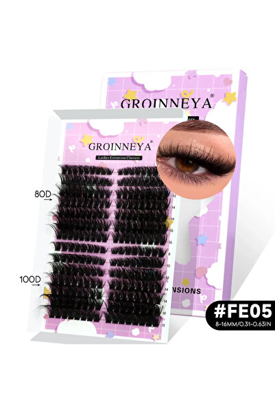 Choice9 FE5 GROINNEYA Lash Clusters Kit Natural Cat Lashes Winged End Eye Elo...