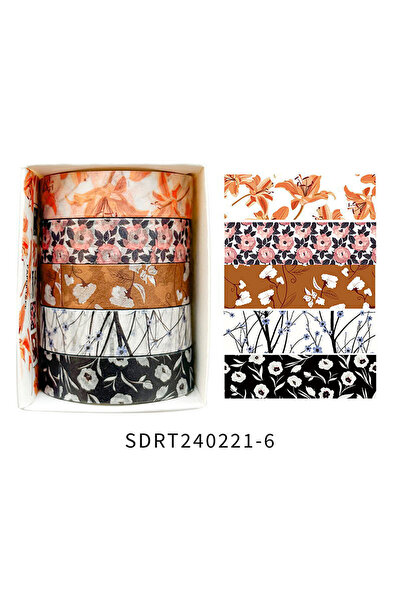 Choice3 SDRT240221-6 5 لفات من شريط الديكور الرومانسي المزين بالزهور، شريط وا...
