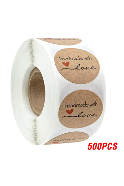 Choice1 H0126-500PCS 500 قطعة ملصقات مصنوعة يدويًا بكل حب، ملصقات ورق كرافت ع...