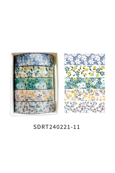 Choice8 SDRT240221-11 5 لفات من شريط الديكور الرومانسي المزين بالزهور، شريط و...