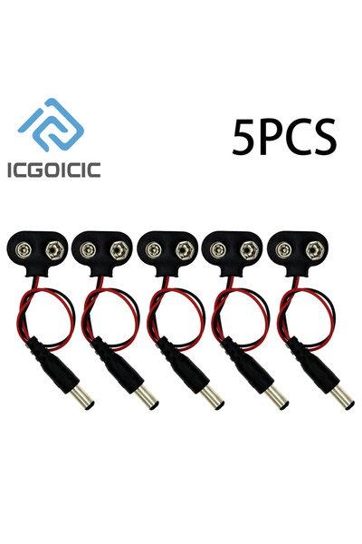Choice1 ICGOICIC ٥ قطع ١/٥/١٠ قطع كابل طاقة بطارية ٩ فولت تيار مستمر، قابس، م...