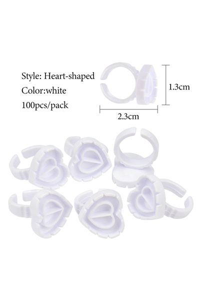 Choice4 WHITE 100 Pcs Disposable Eyelash Glue Ring Holder Cup Heart-shaped Pl...