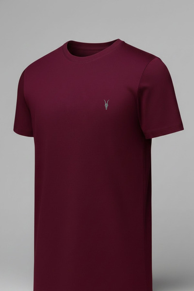 COMBİNE MİCHAİL Tricou casual pentru bărbați, cu gât crew, Basic Claret Red