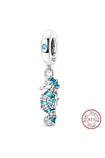 choice2 KJC1777 خرزات فضية أصلية عيار 925 متوهجة باللون الأزرق على شكل حوت، ق...