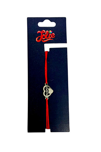 OEM Silver stainless steel bracelet with red string for children, Heart patte...