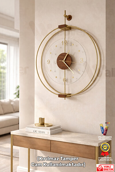 Wallover Design Büyük Boy Rosa Luxry Kırılmaz Camlı Özel Gold - Ceviz Sessiz ...