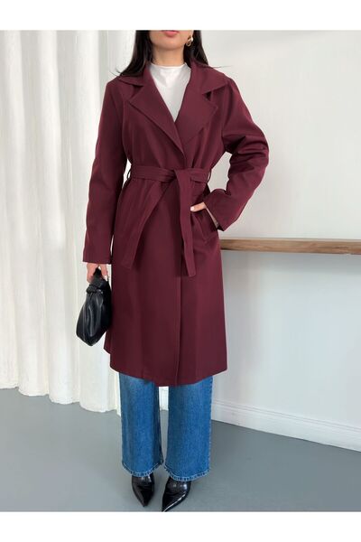 Ekim Store Long Trench Coat with Cape Belt