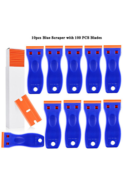 Choice1 Kit 110 pcs Plastic Razor Blade Scraper with 100 Pcs Plastic Blades W...