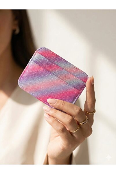 PurpleART Women's Mini Shiny Card Holder - Slim Design, Multi-Compartment Sty...